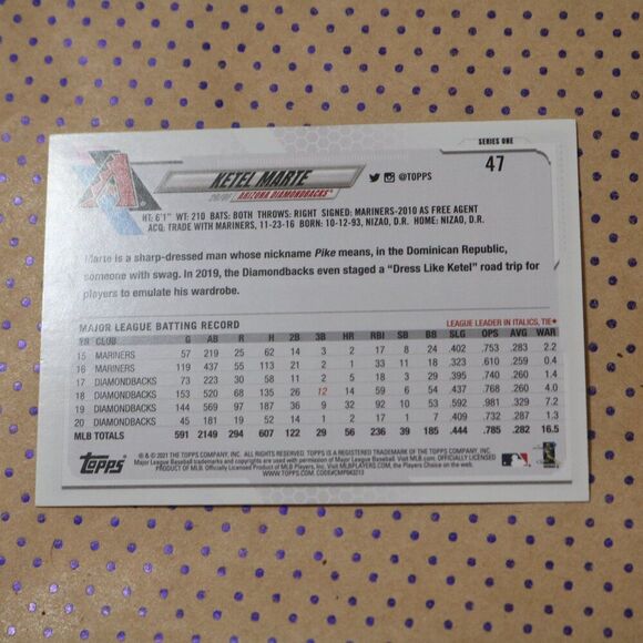 Ketel Marte #47 Baseball Card - Picture 2 of 2